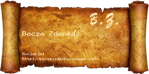 Becze Zdenkó névjegykártya
